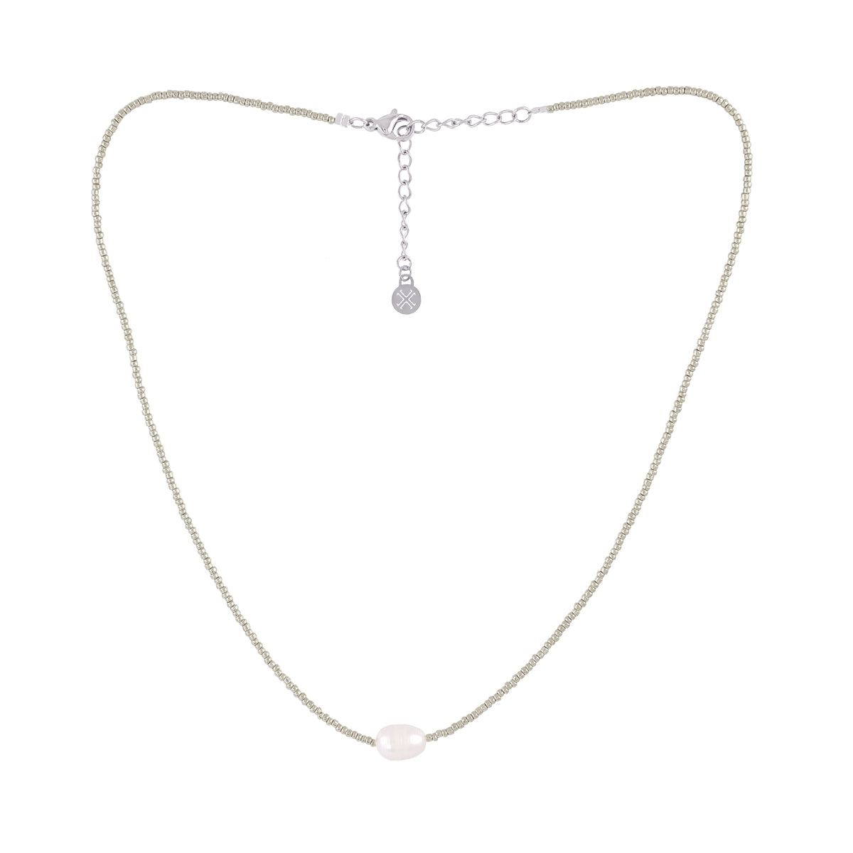 Collar de cadena con perla Plateado Anartxy