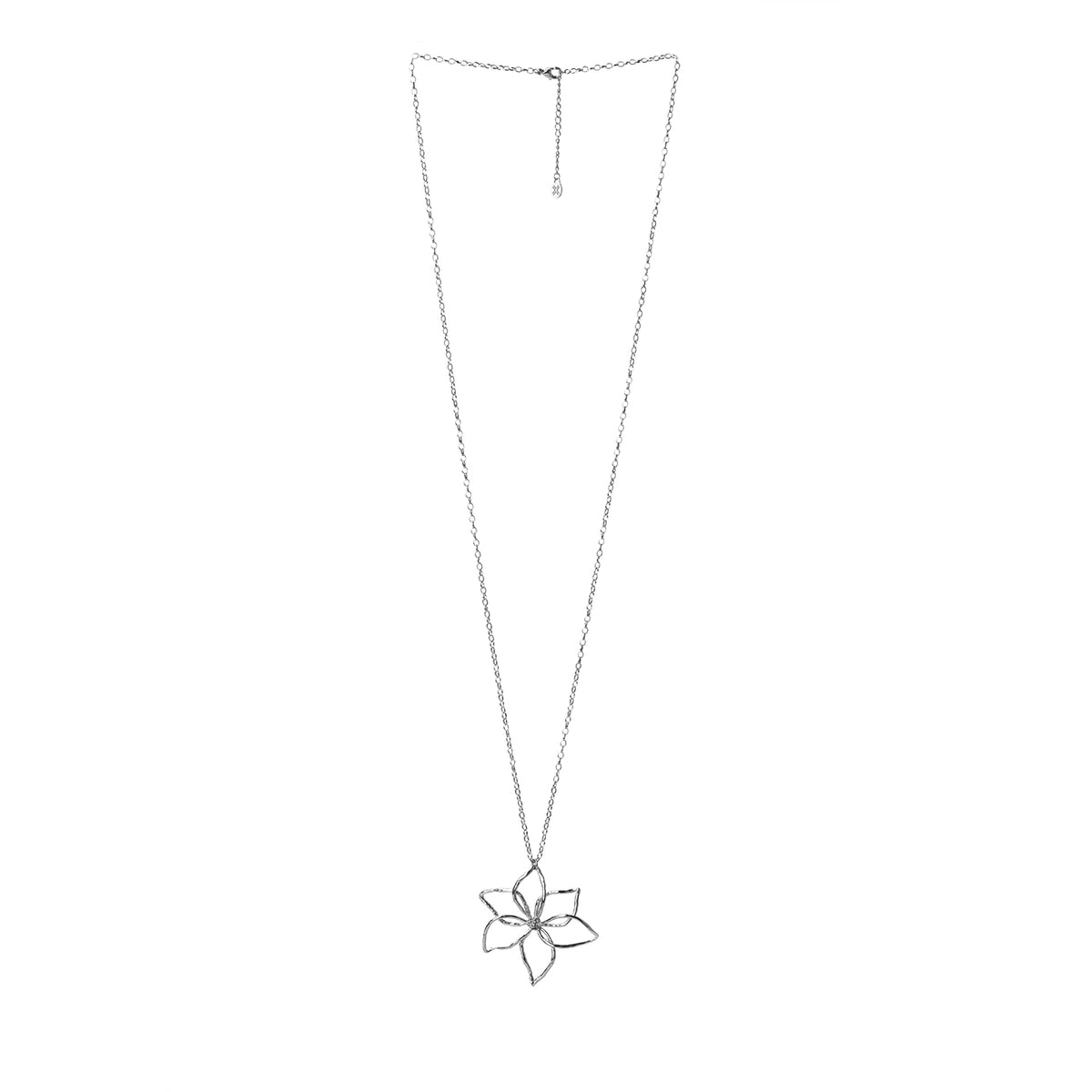 Collar largo Essentials flor abierta Plateado Anartxy