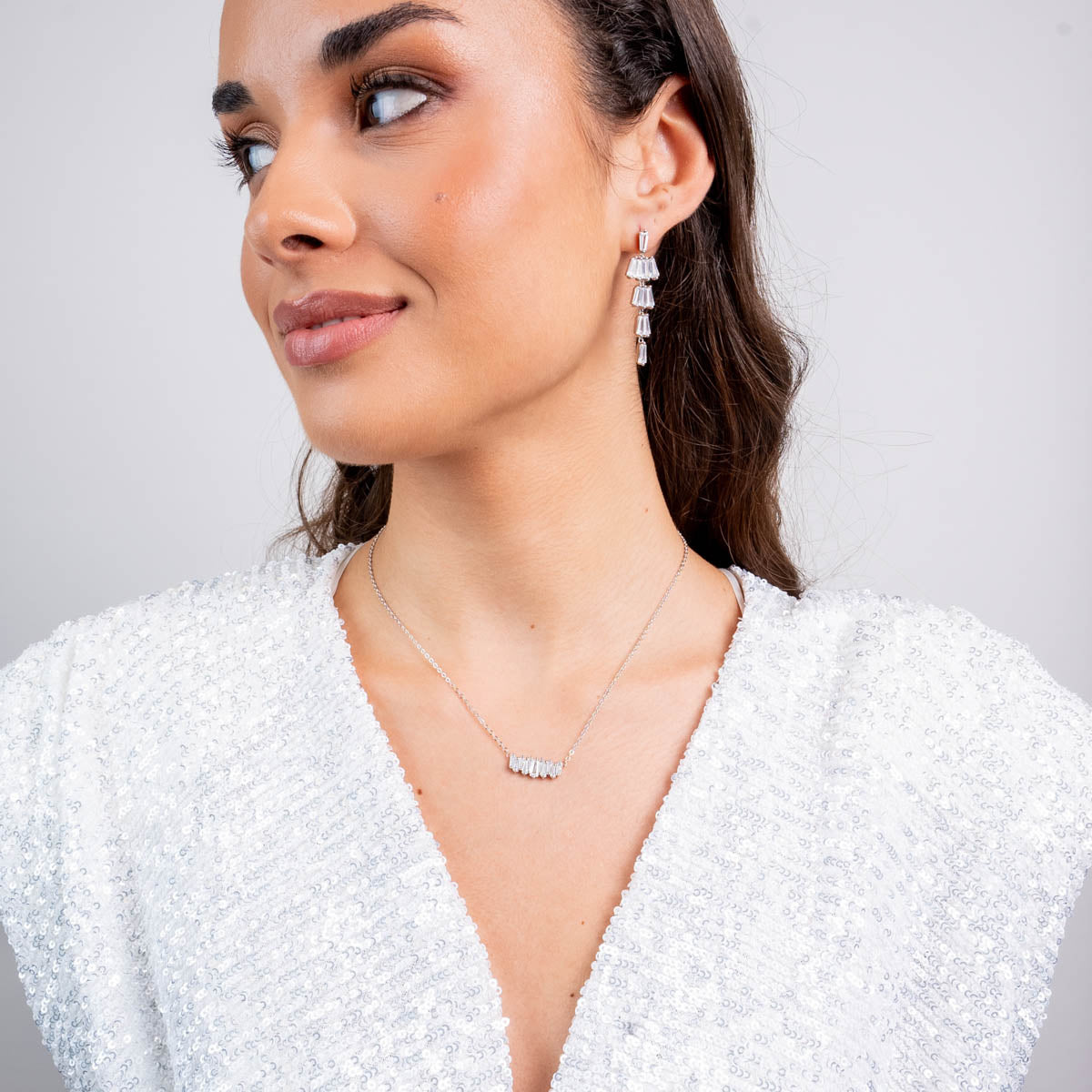 Collar fino Alma baguette escalonado Plateado Anartxy
