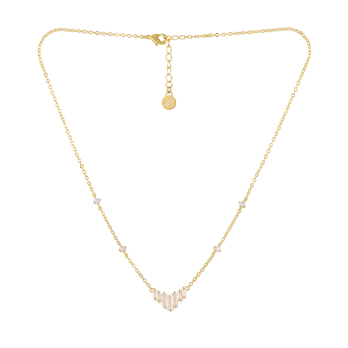 Collar fino Alma baguette en V Dorado Anartxy