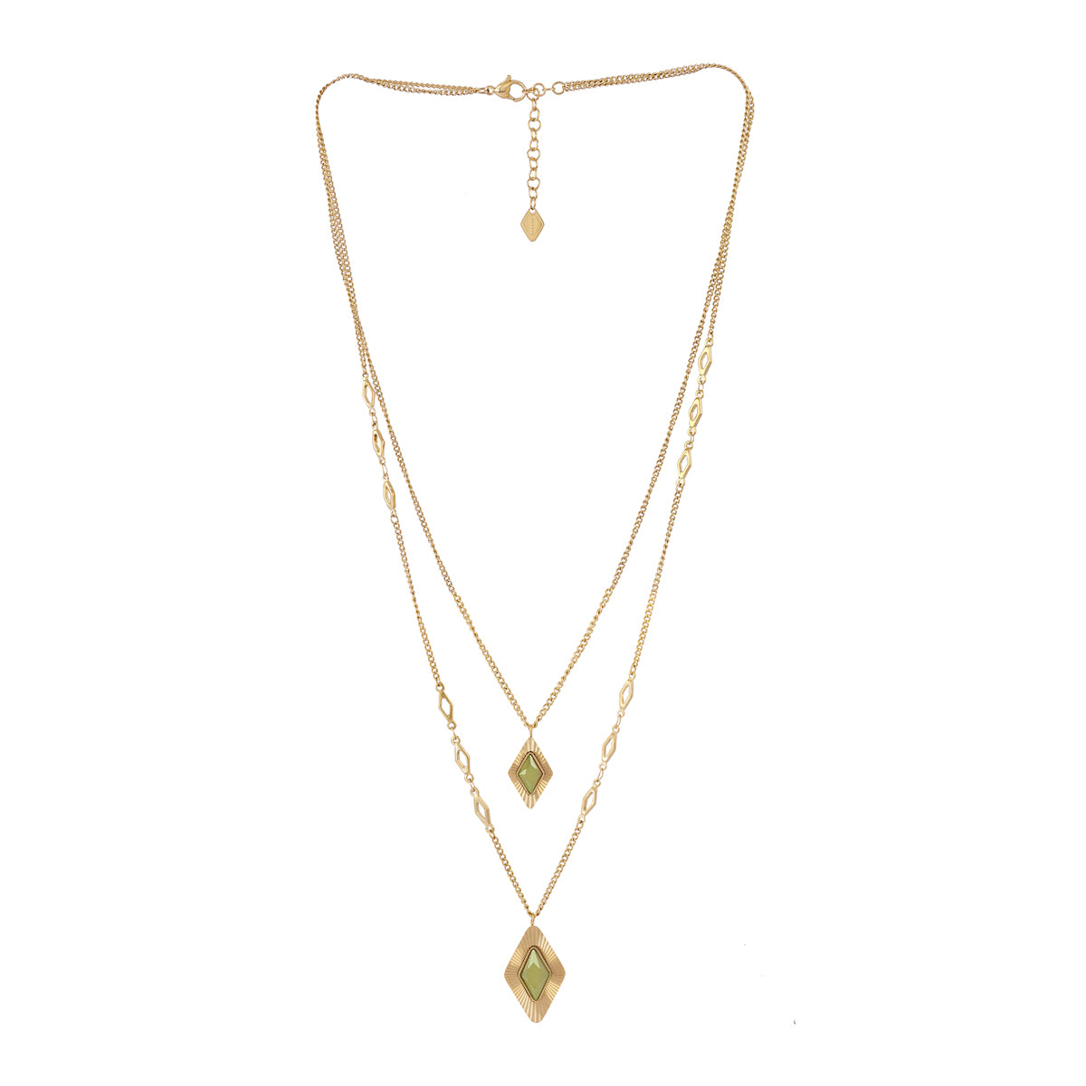 Collar Prisma doble cadena rombo Verde Anartxy
