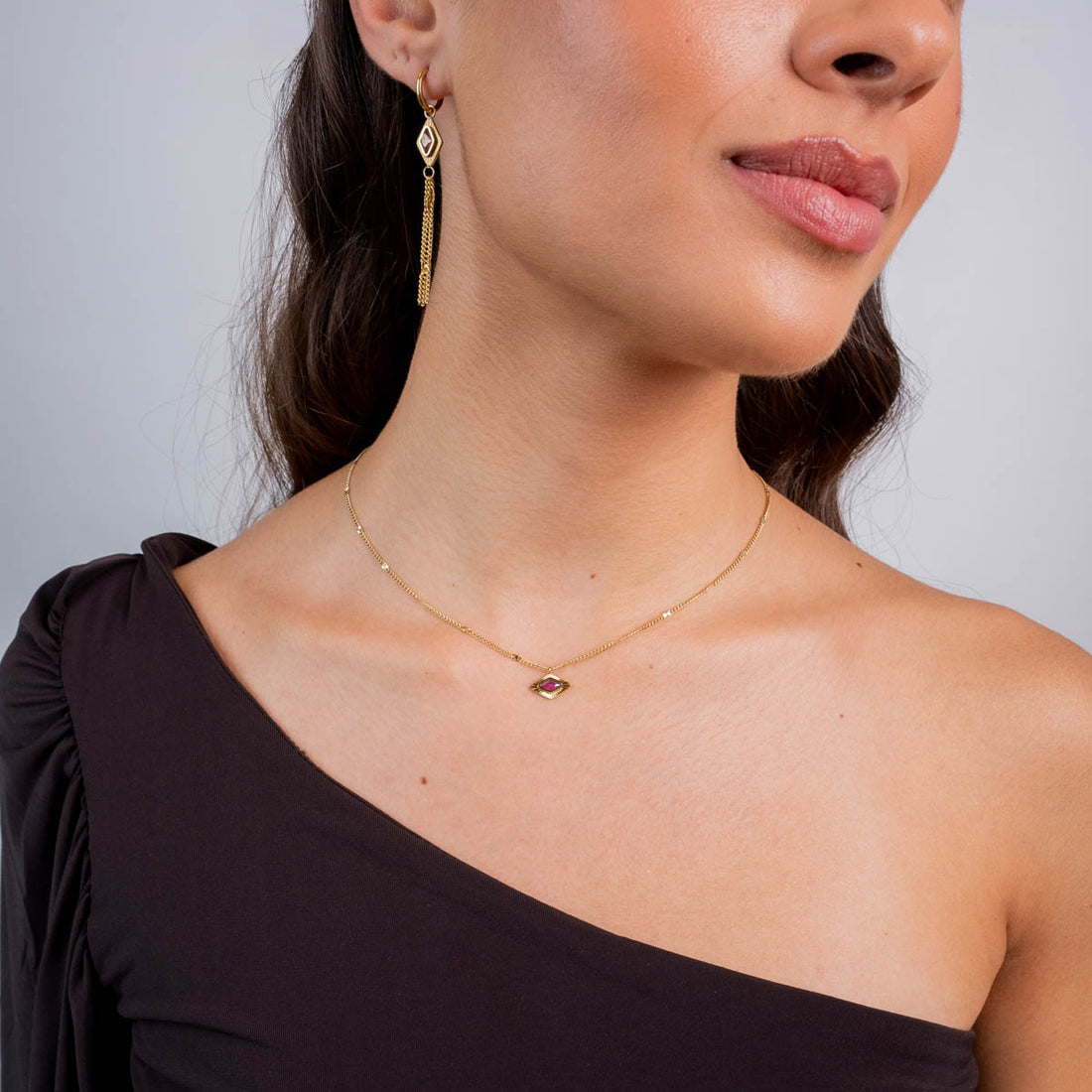 Collar Prisma rombo Rosa Anartxy