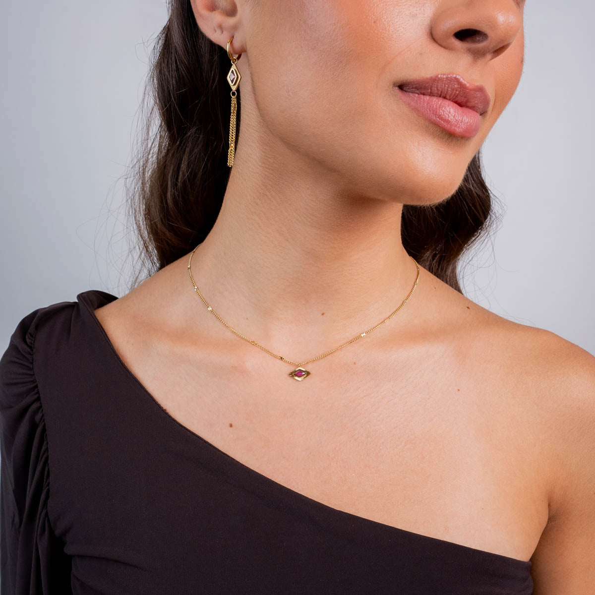 Collar Prisma rombo Rosa Anartxy