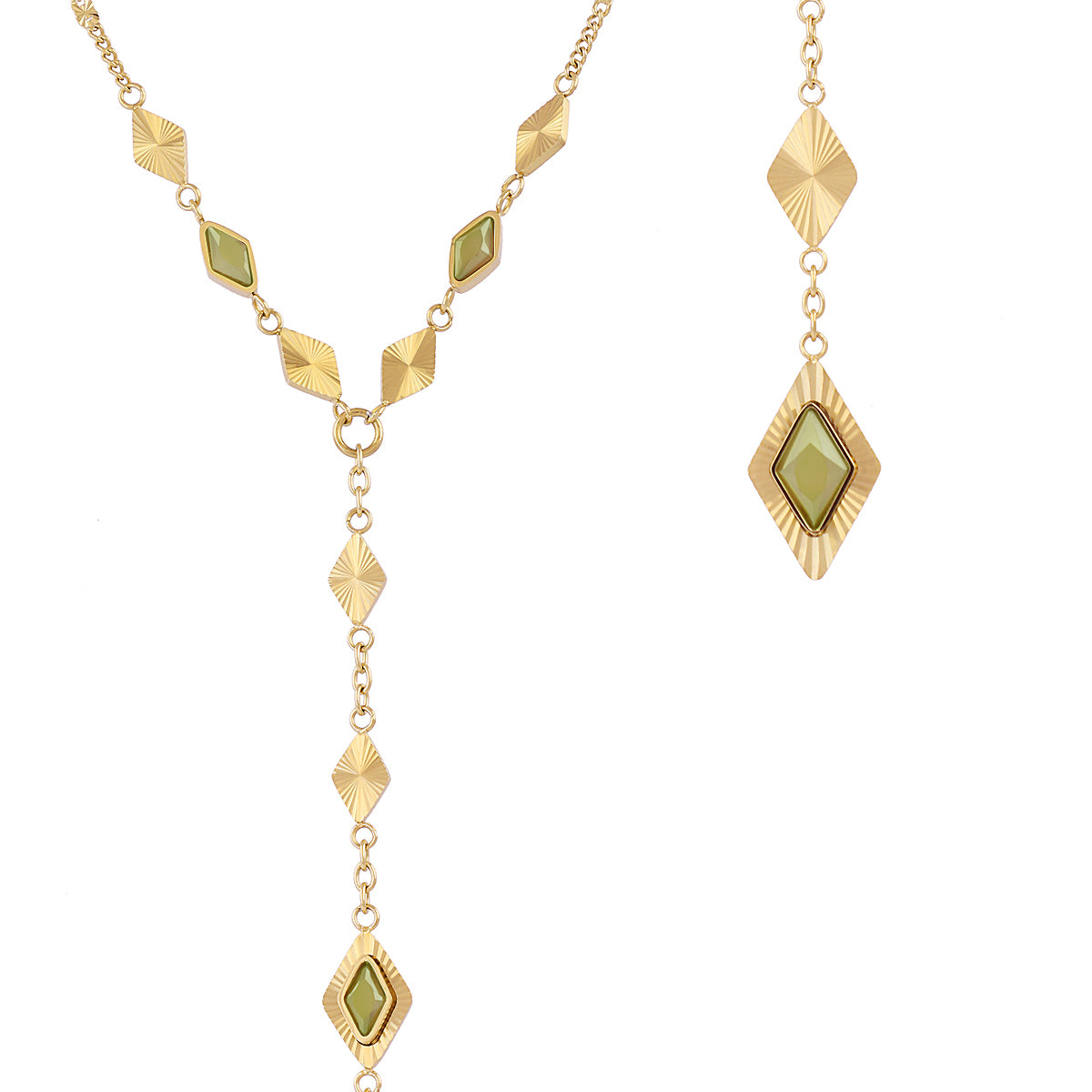 Collar Prisma corbatero piedra Verde Anartxy