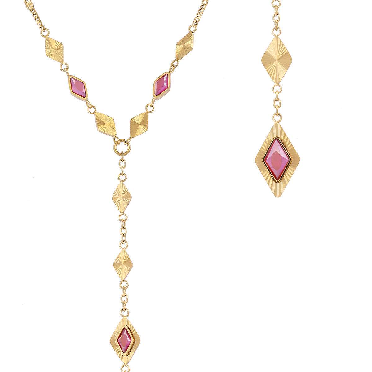 Collar Prisma corbatero piedra Rosa Anartxy