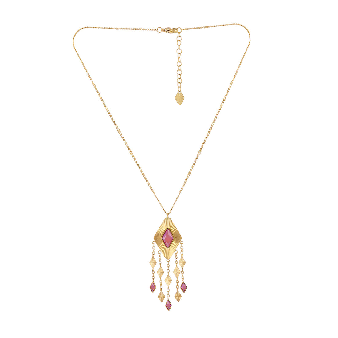 Collar Prisma flecos rombo Rosa Anartxy