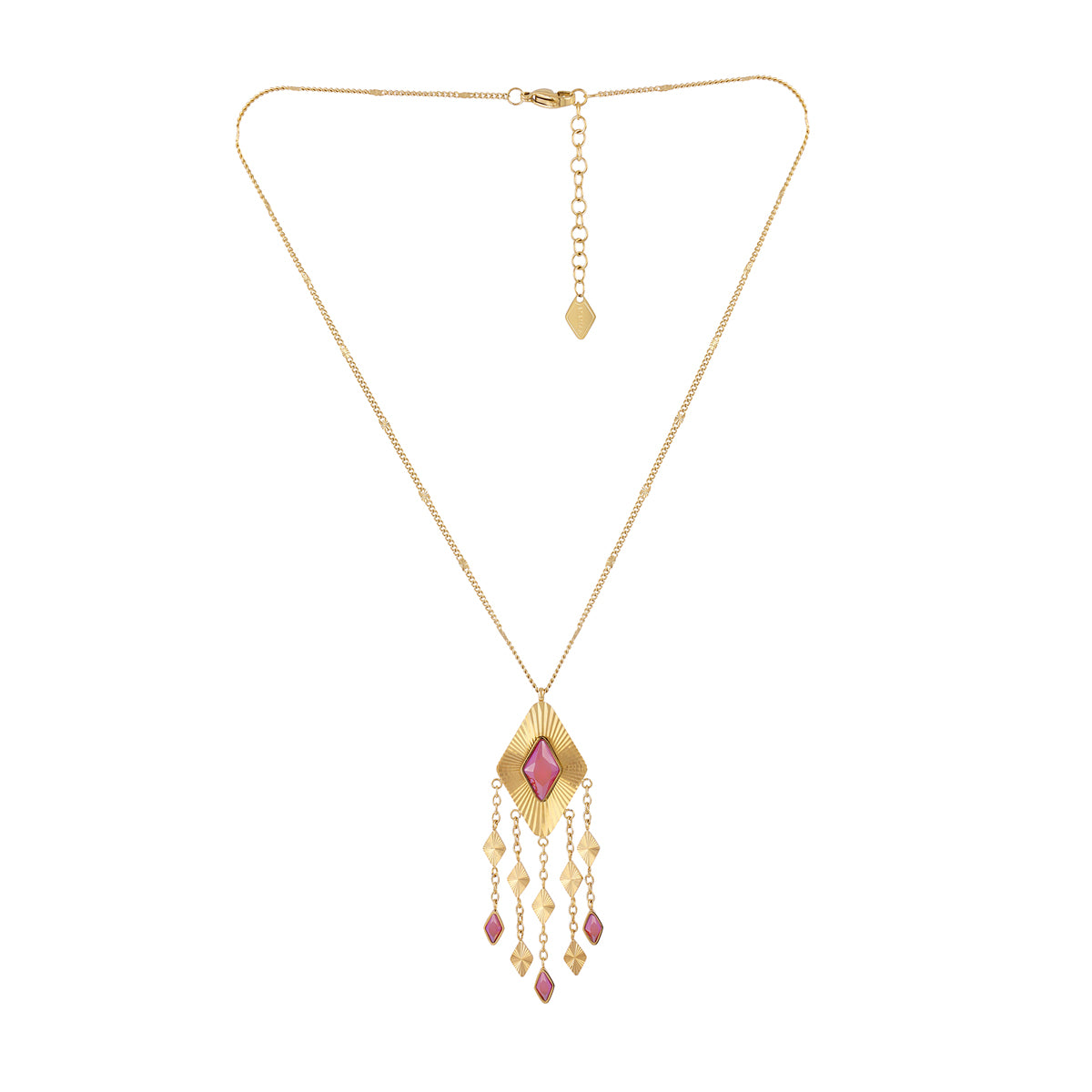 Collar Prisma flecos rombo Rosa Anartxy