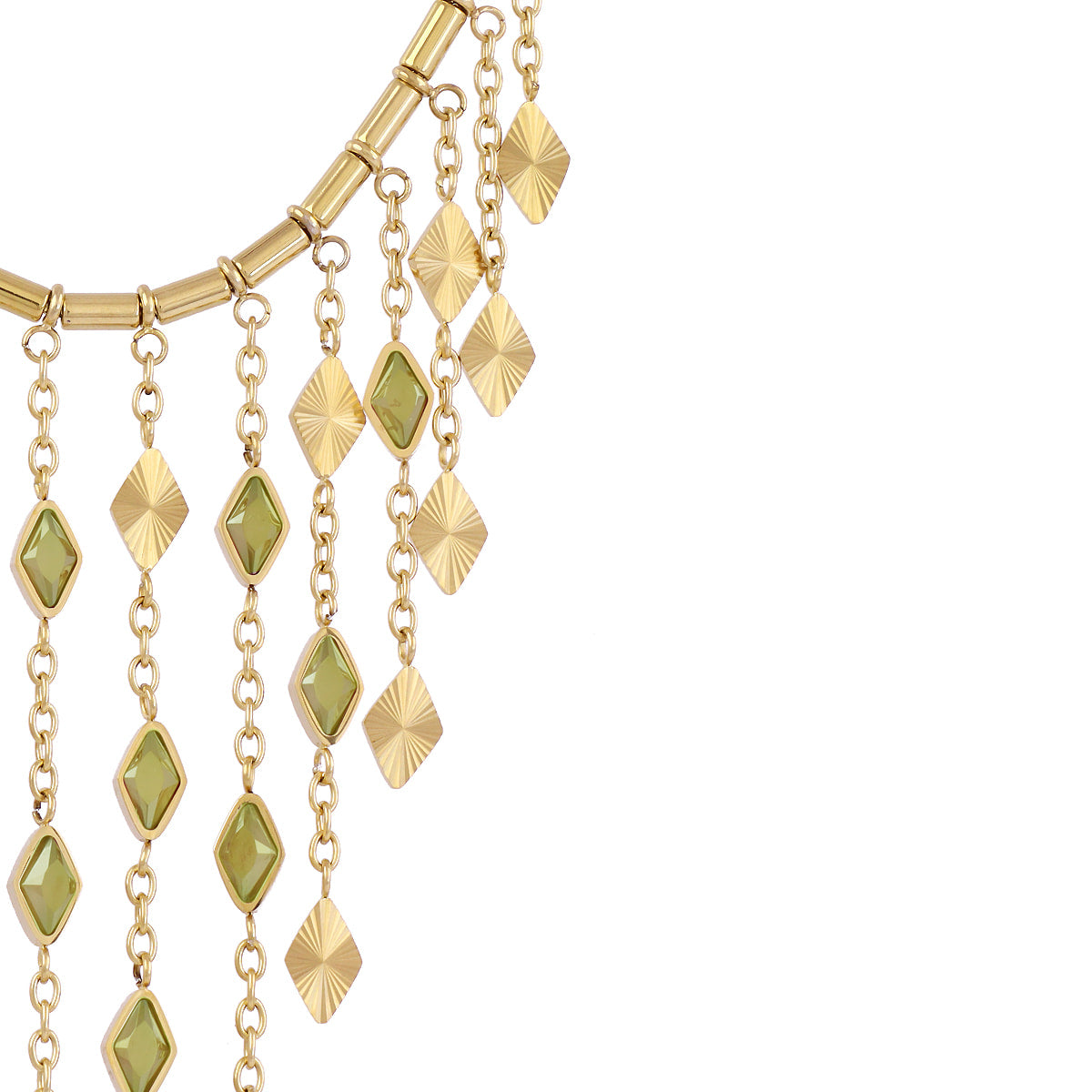 Collar Prisma cortina piedra Verde Anartxy