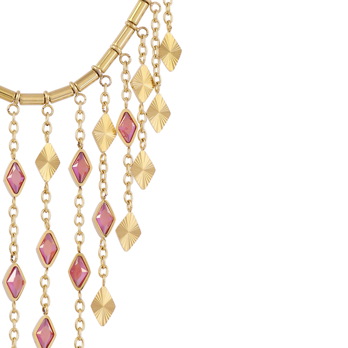 Collar Prisma cortina piedra Rosa Anartxy