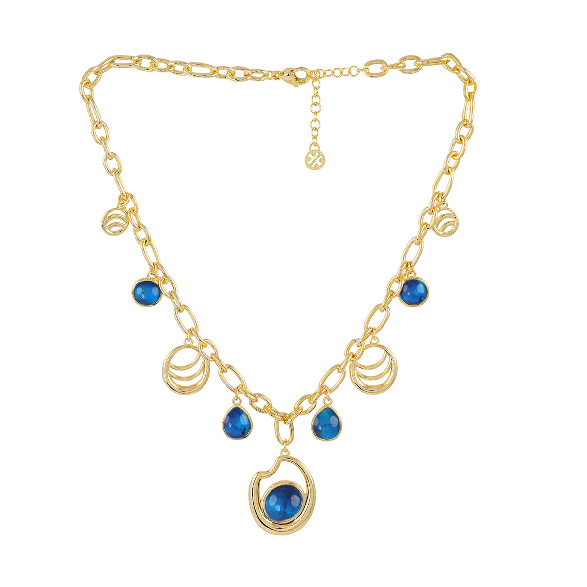 Collar Mirage multicharms ojo de tigre Azul Anartxy