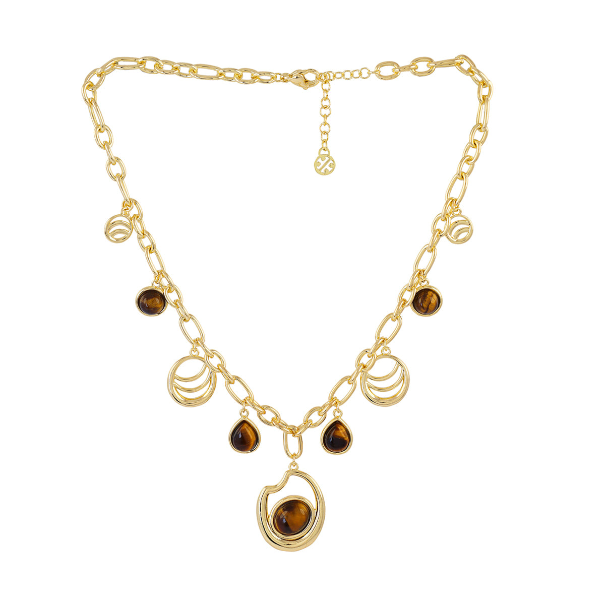 Collar Mirage multicharms ojo de tigre Café Anartxy