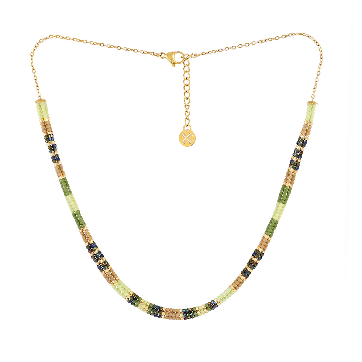 Collar extensible Miyuki geométrico multicolor Verde Anartxy