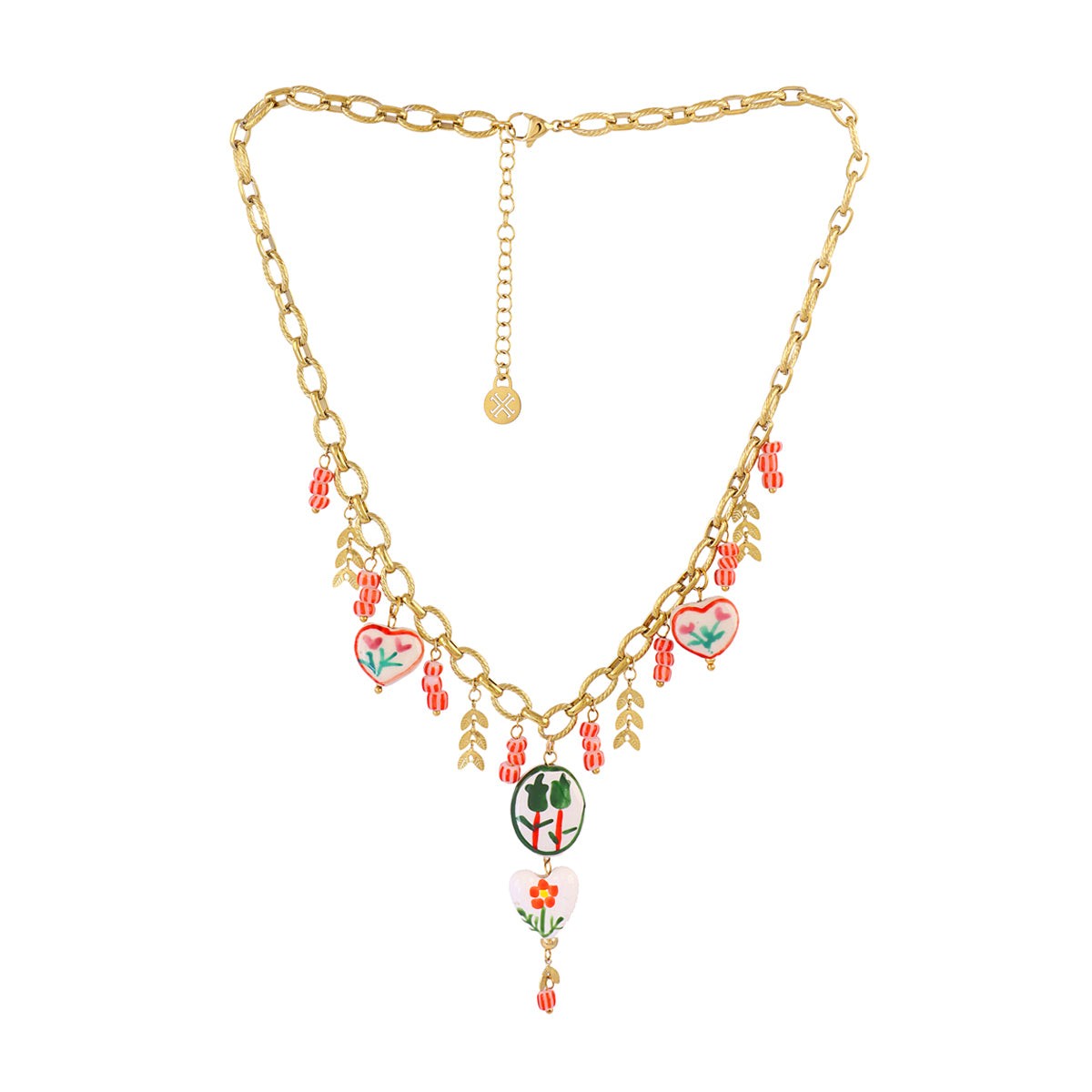 Collar Trencadis cadena flores multicolor Dorado Anartxy