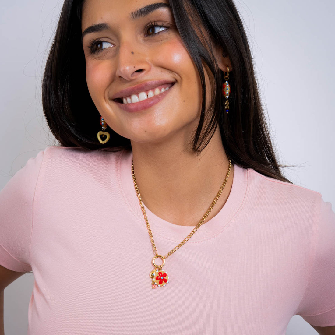 Collar Trencadis cadena flor multicolor Dorado Anartxy