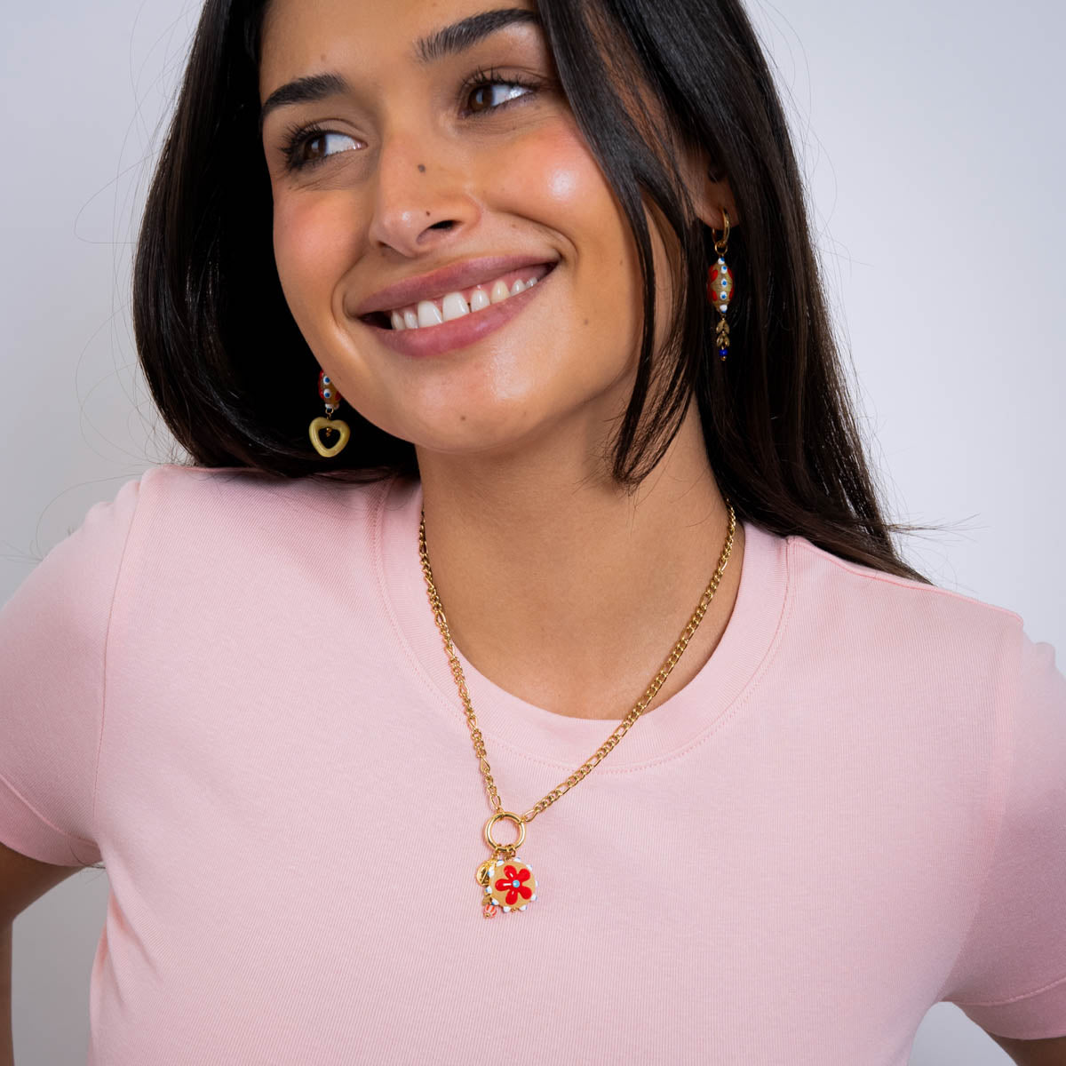 Collar Trencadis cadena flor multicolor Dorado Anartxy