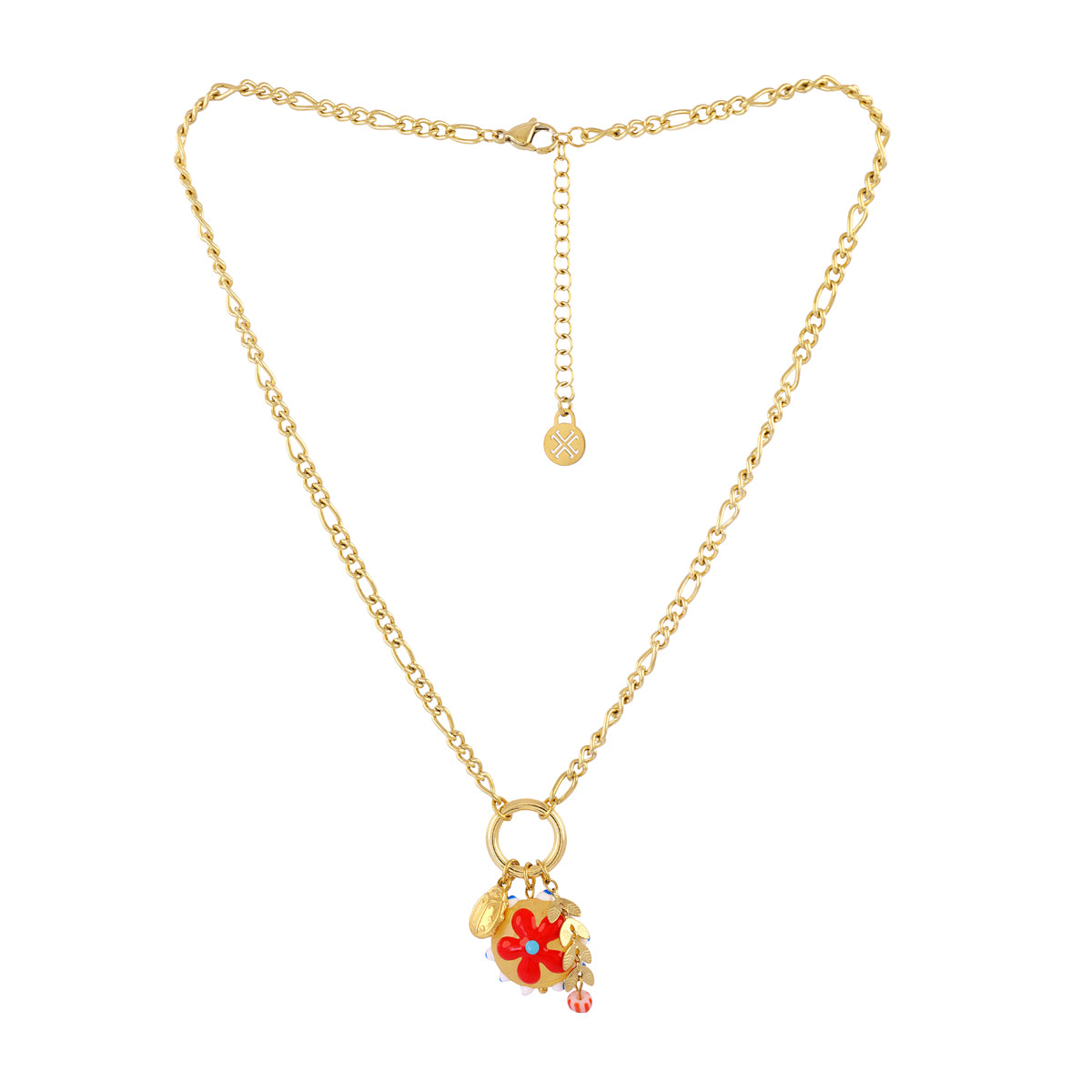 Collar Trencadis cadena flor multicolor Dorado Anartxy