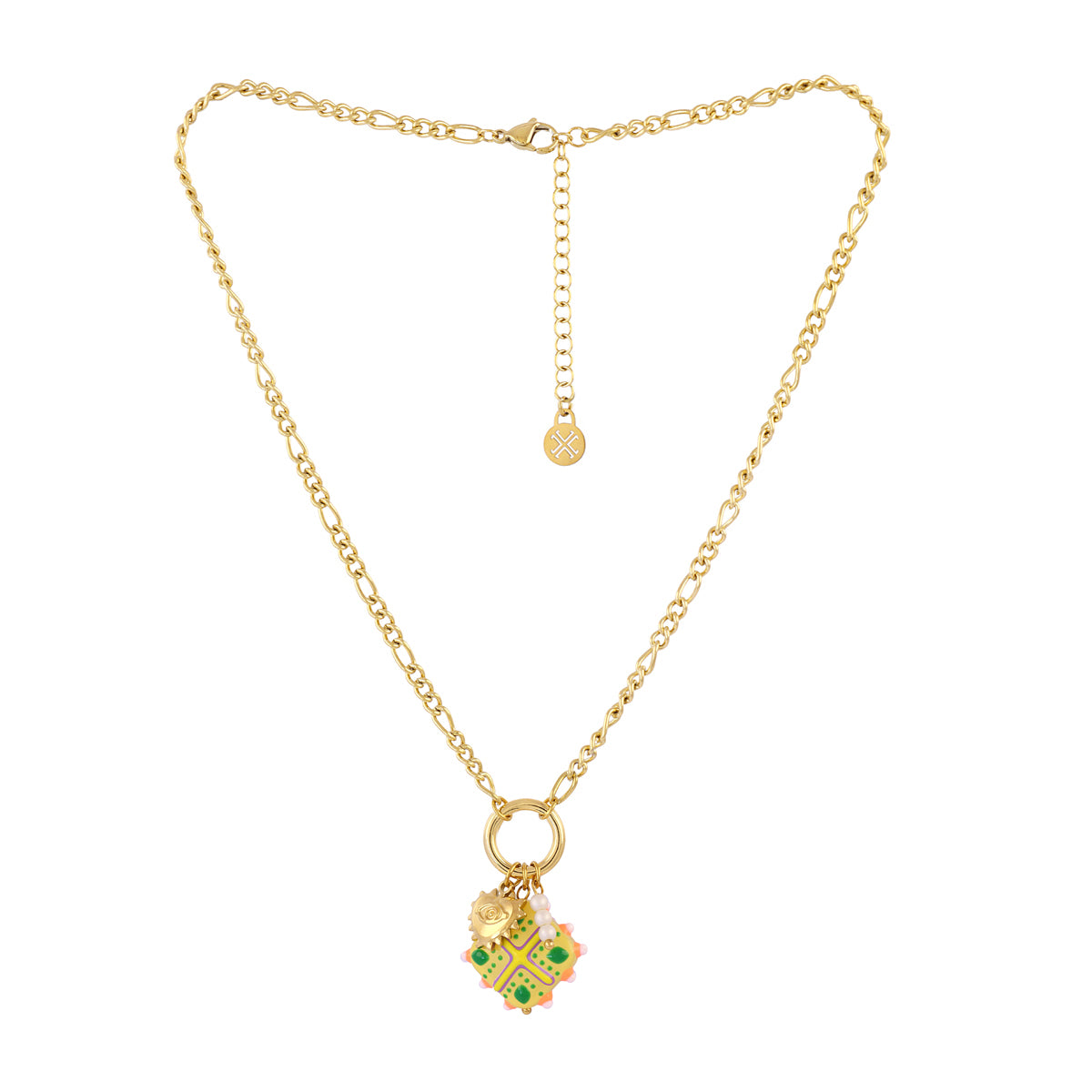 Collar Trencadis cadena verde lima Dorado Anartxy