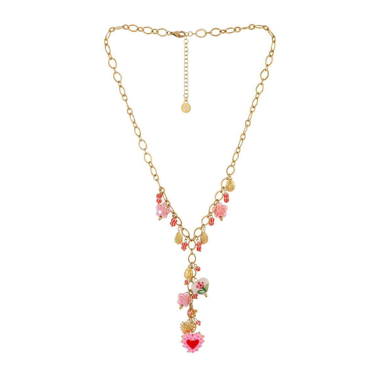 Collar corbatero Trencadis charms rosa Dorado Anartxy