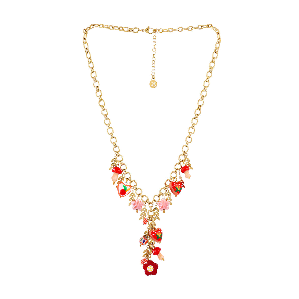Collar corbatero Trencadis charms rojos Dorado Anartxy