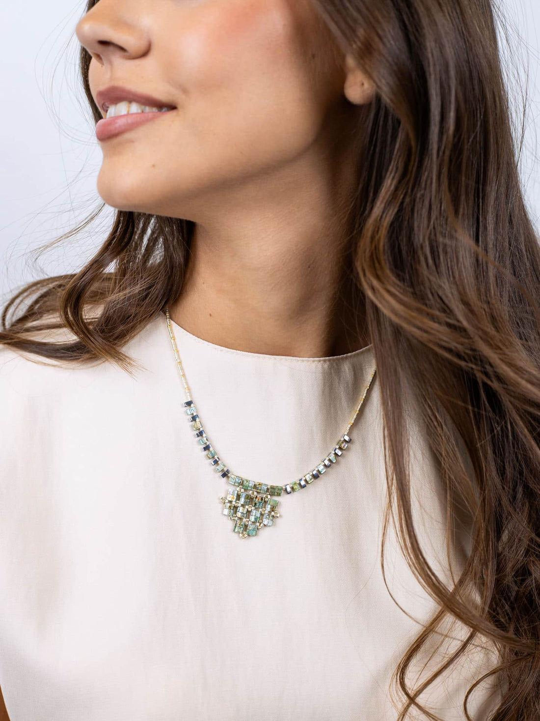 Collar Miyuki mosaic Turquesa Anartxy
