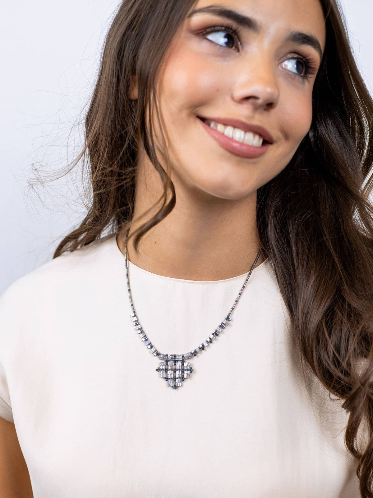 Collar Miyuki mosaic Gris Anartxy