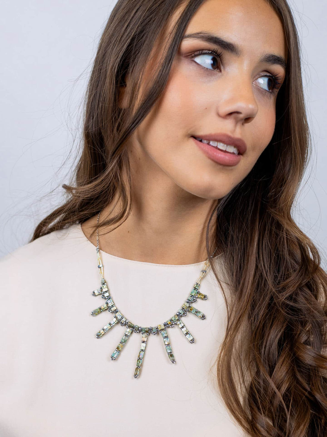 Collar Miyuki cascada multicolor Turquesa Anartxy