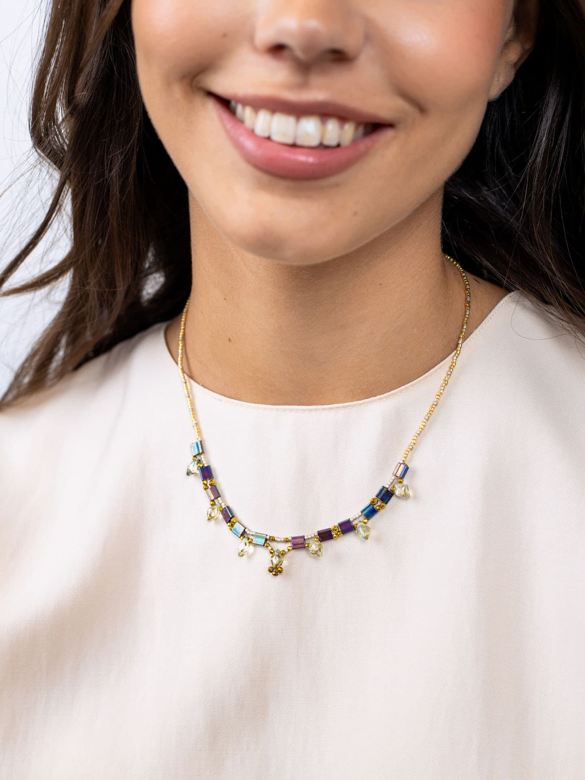 Collar Miyuki multicolor geométrico Café Anartxy