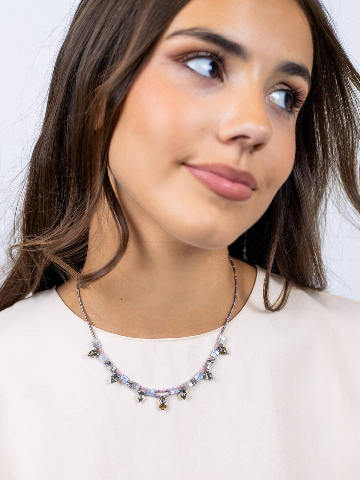 Collar Miyuki multicolor geométrico Gris Anartxy