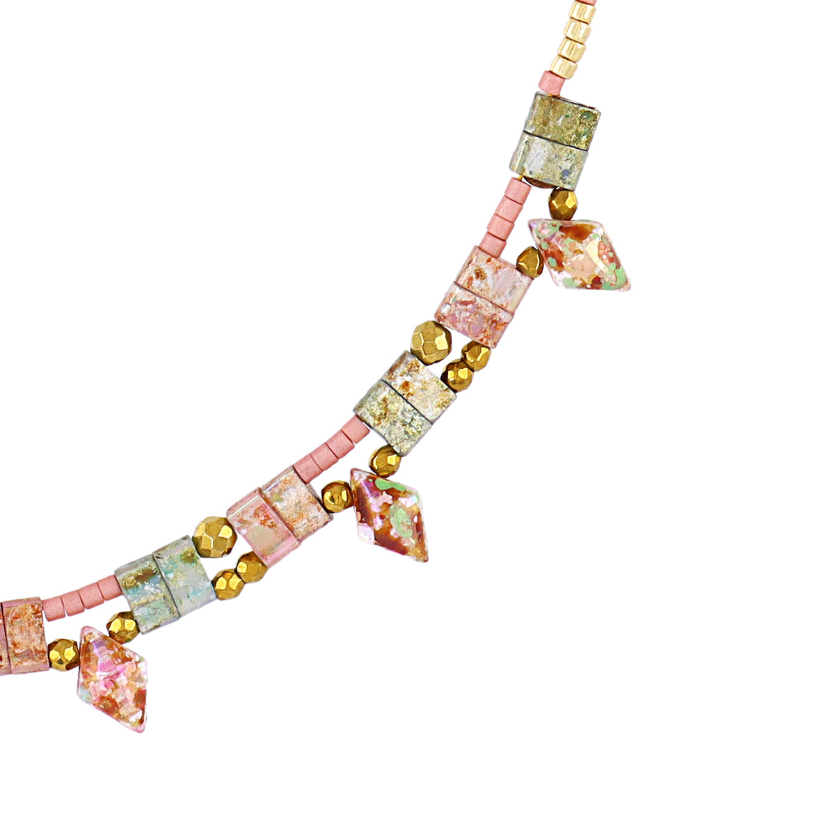 Collar Miyuki multicolor geométrico Rosa Anartxy