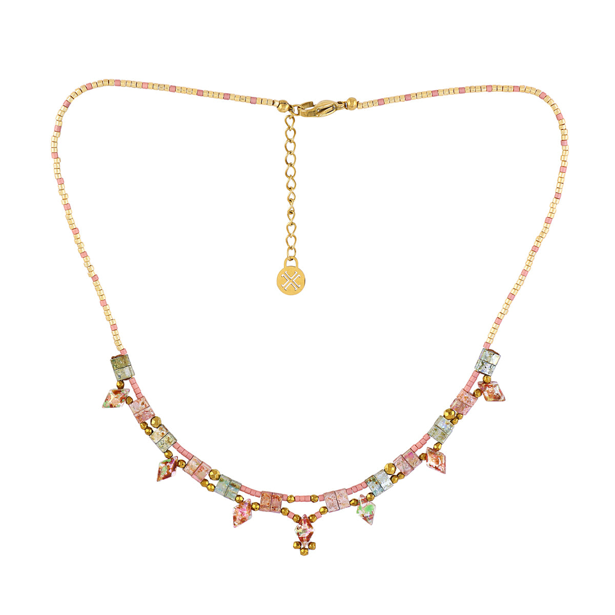 Collar Miyuki multicolor geométrico Rosa Anartxy