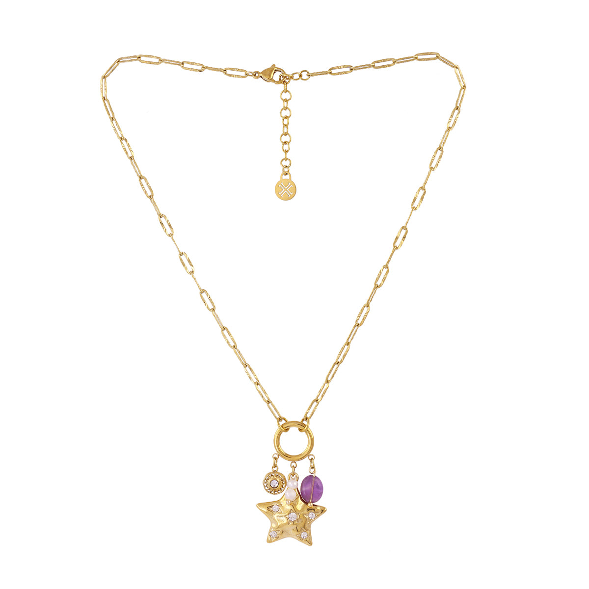 Collar Astros estrella amatista Dorado Anartxy