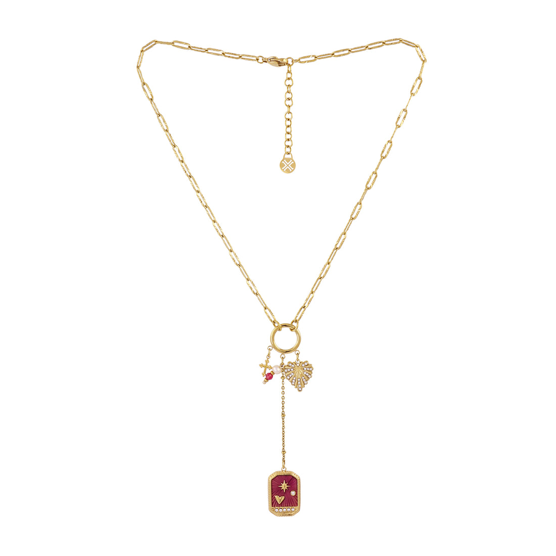 Collar Astros amuleto rubí Dorado Anartxy