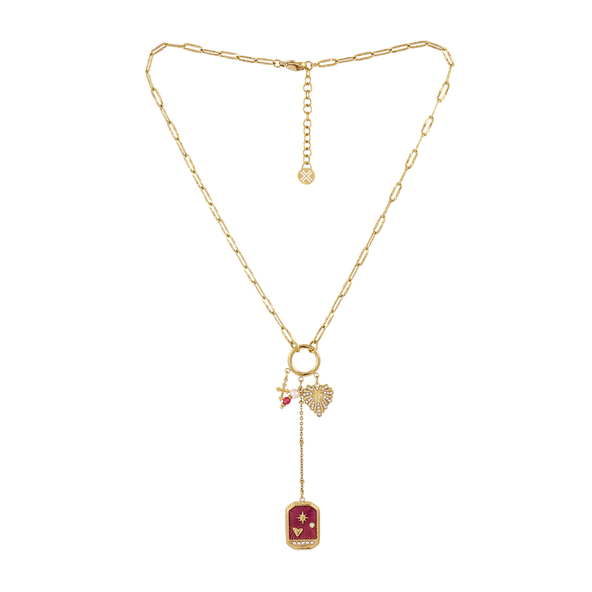 Collar Astros amuleto rubí Dorado Anartxy