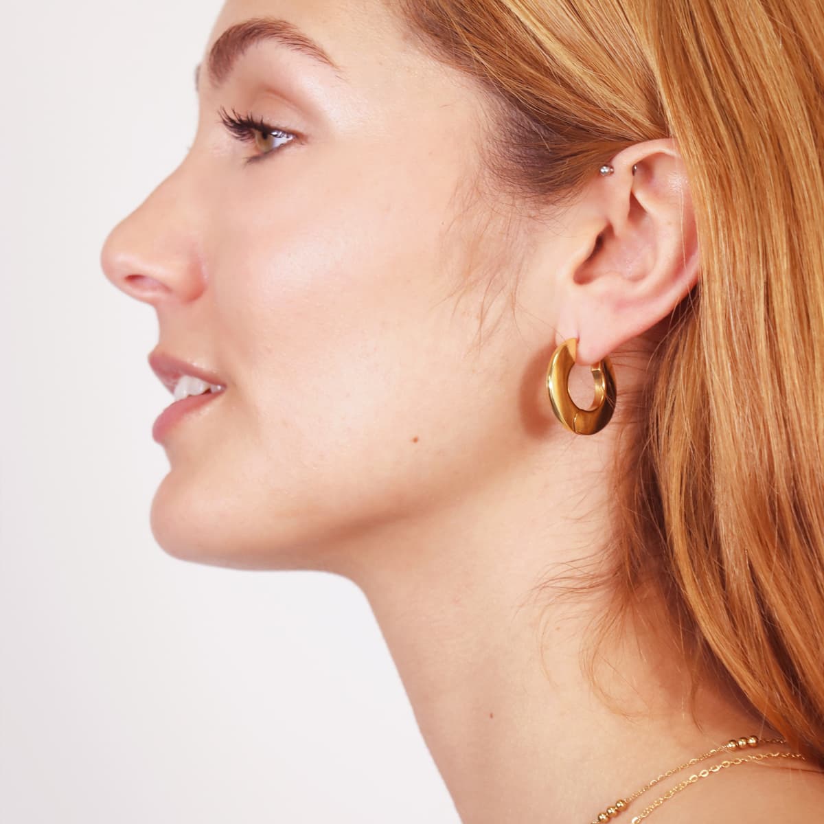 Pendientes Summer Essentials Flat Hoops Dorado Anartxy
