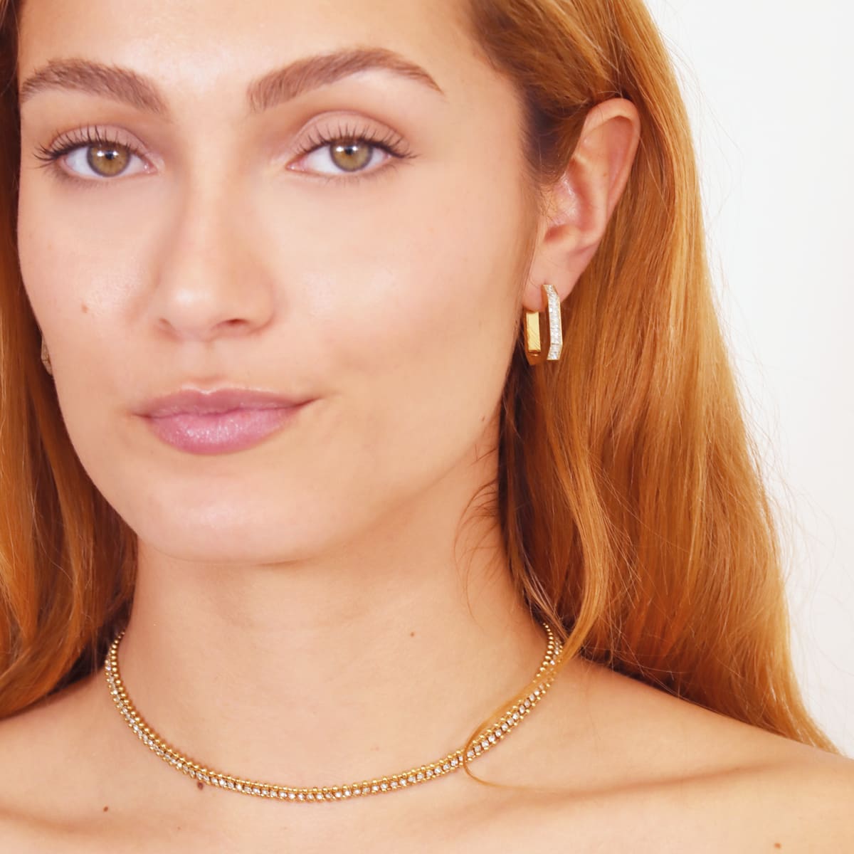 Pendientes Summer Essentials Square Sparkle Dorado Anartxy
