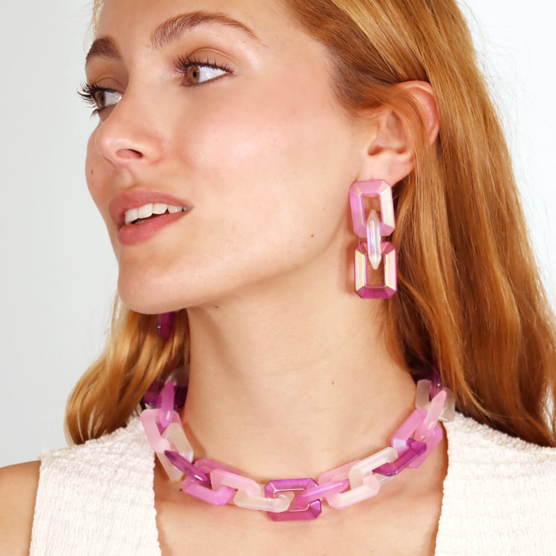 Pendientes Chains Structure Rosa Anartxy