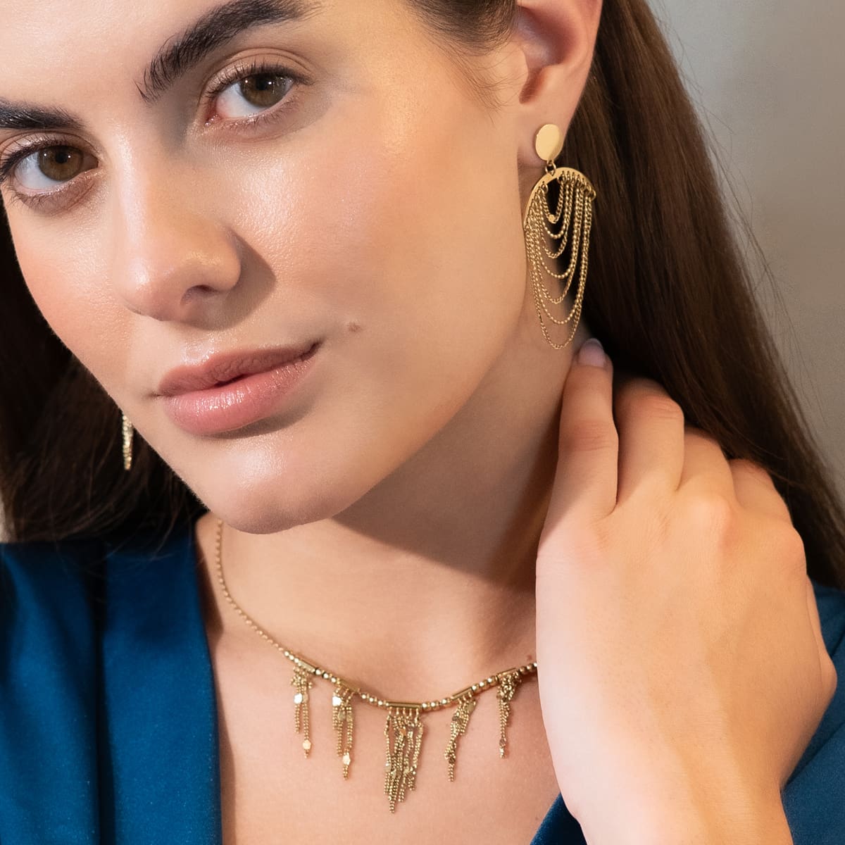 Pendientes Rainfall Spark Dorado Anartxy