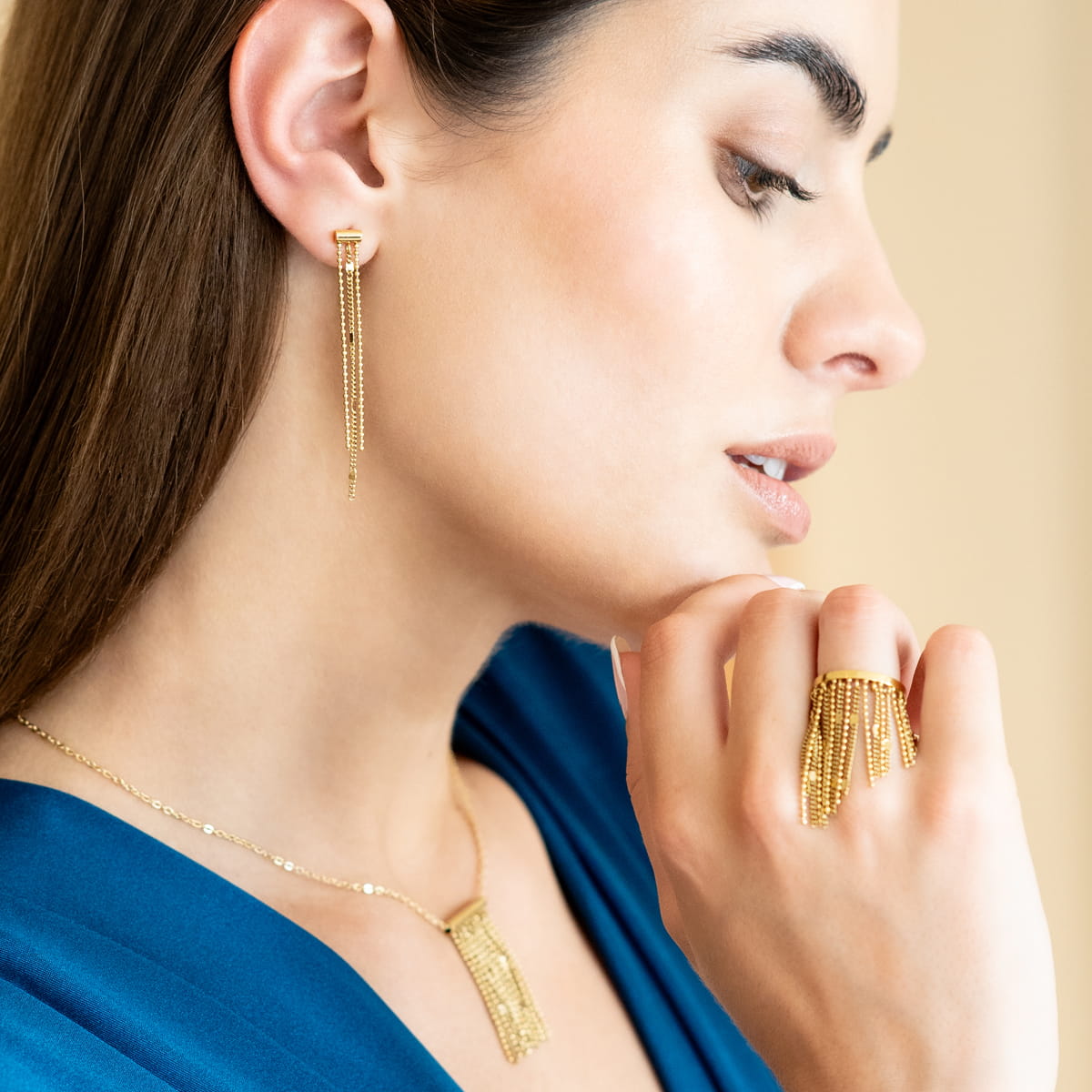 Pendientes Rainfall Glintsy Dorado Anartxy