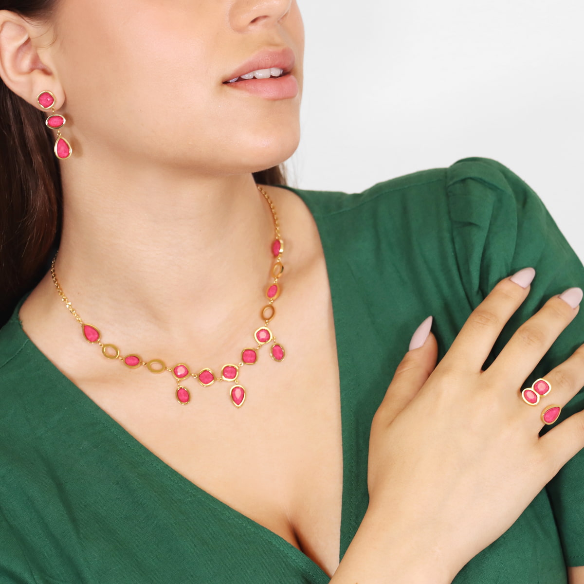 Pendientes Drops Petal Rosa Anartxy