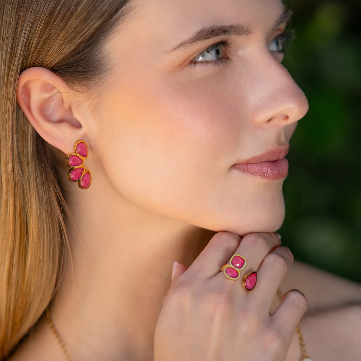 Pendientes Drops Creeper Rosa Anartxy