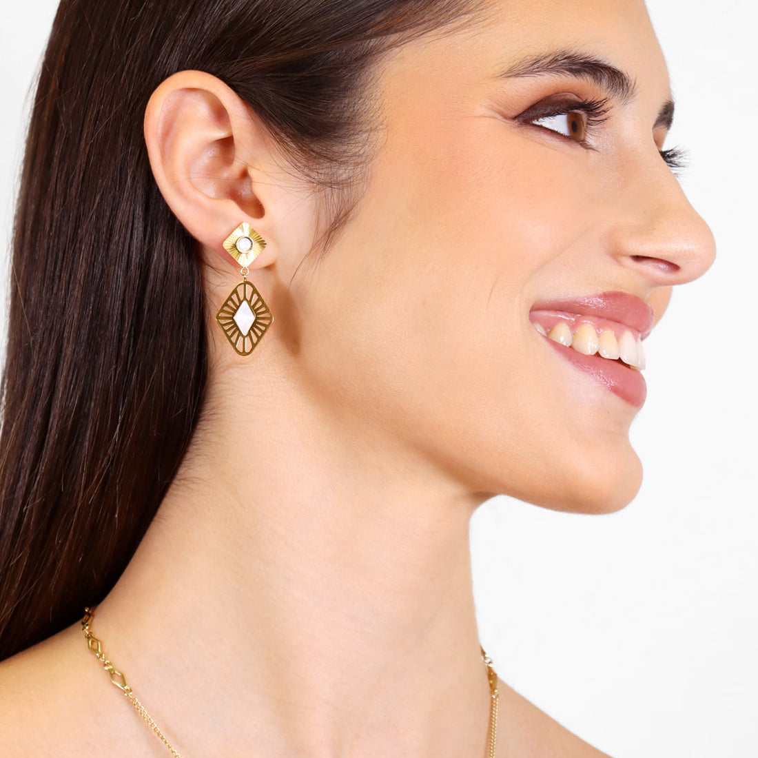 Pendientes Prisma Angled Blanco Anartxy