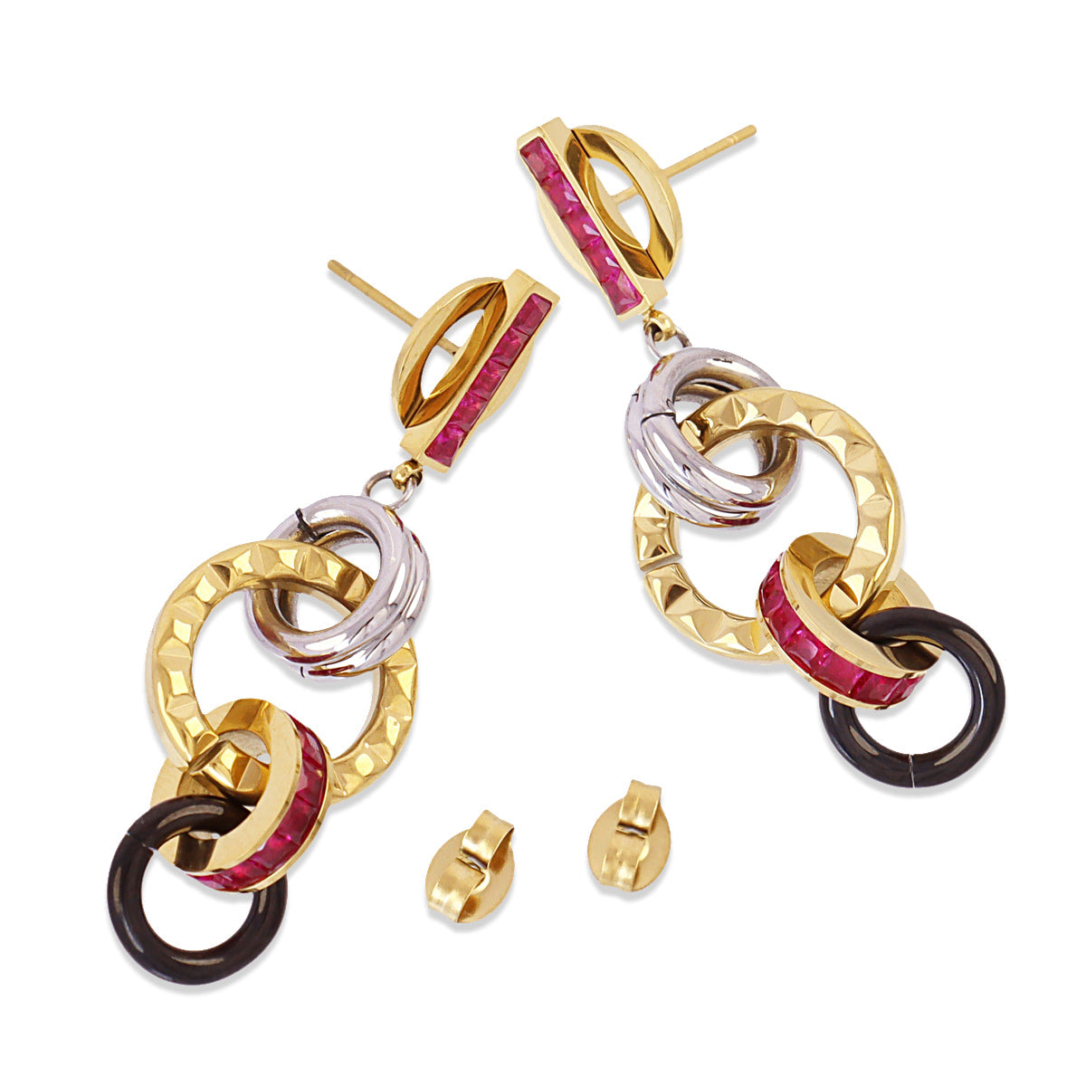 Pendientes largos Vandal entrelazados Combinado metalizado Anartxy