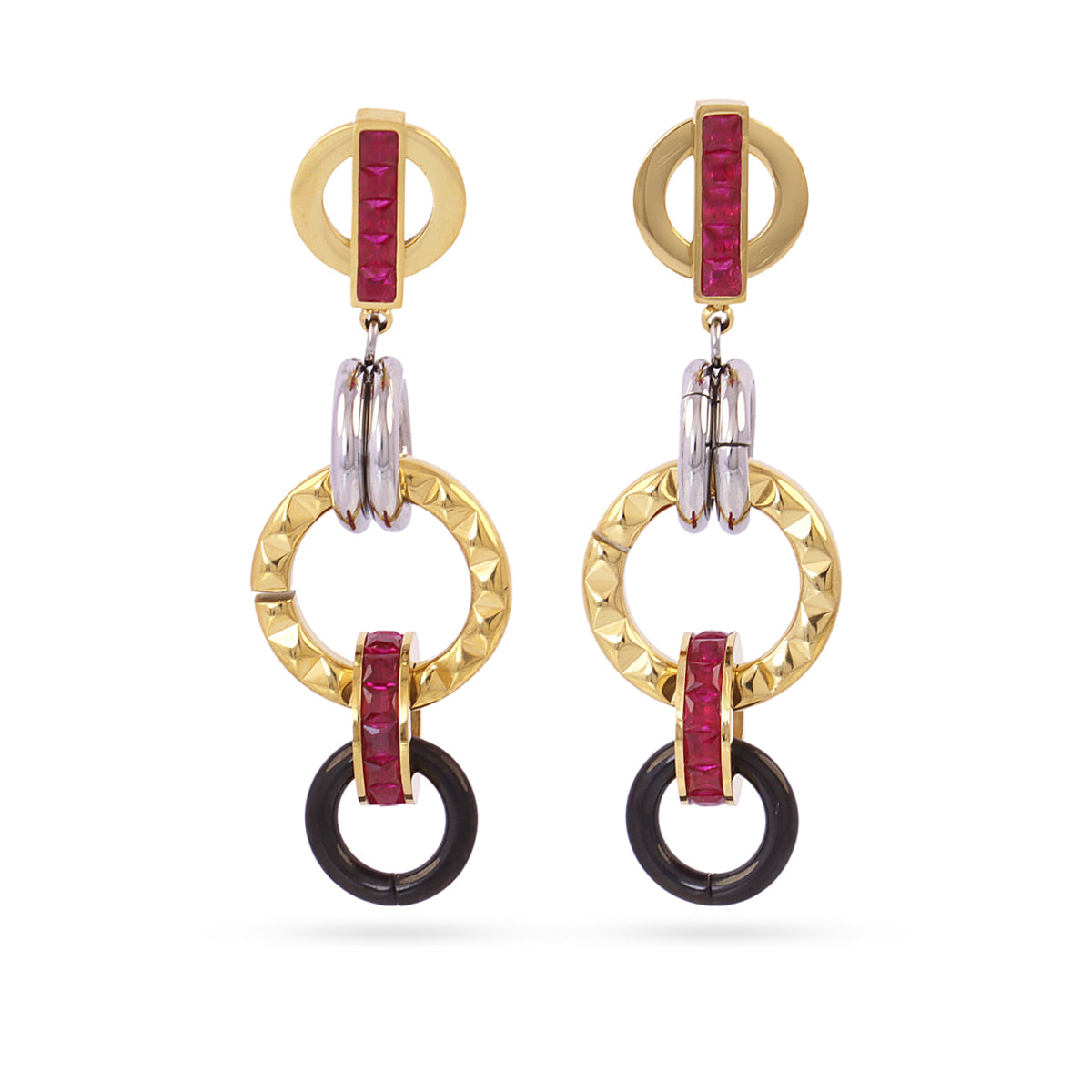 Pendientes largos Vandal entrelazados Combinado metalizado Anartxy