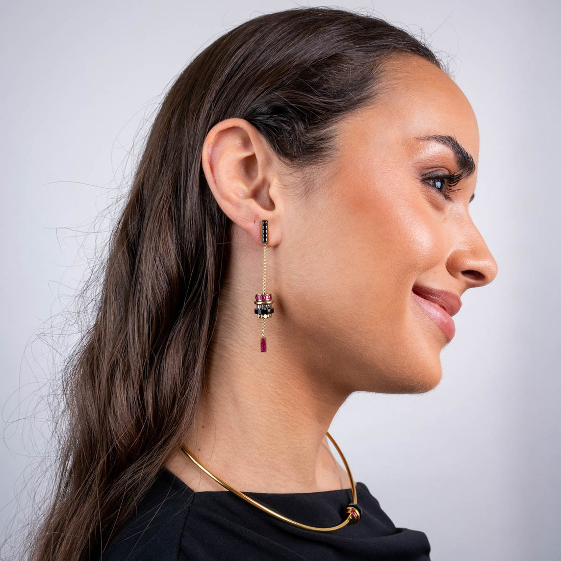 Pendientes largos Vandal cadena fina multicolor Combinado metalizado Anartxy