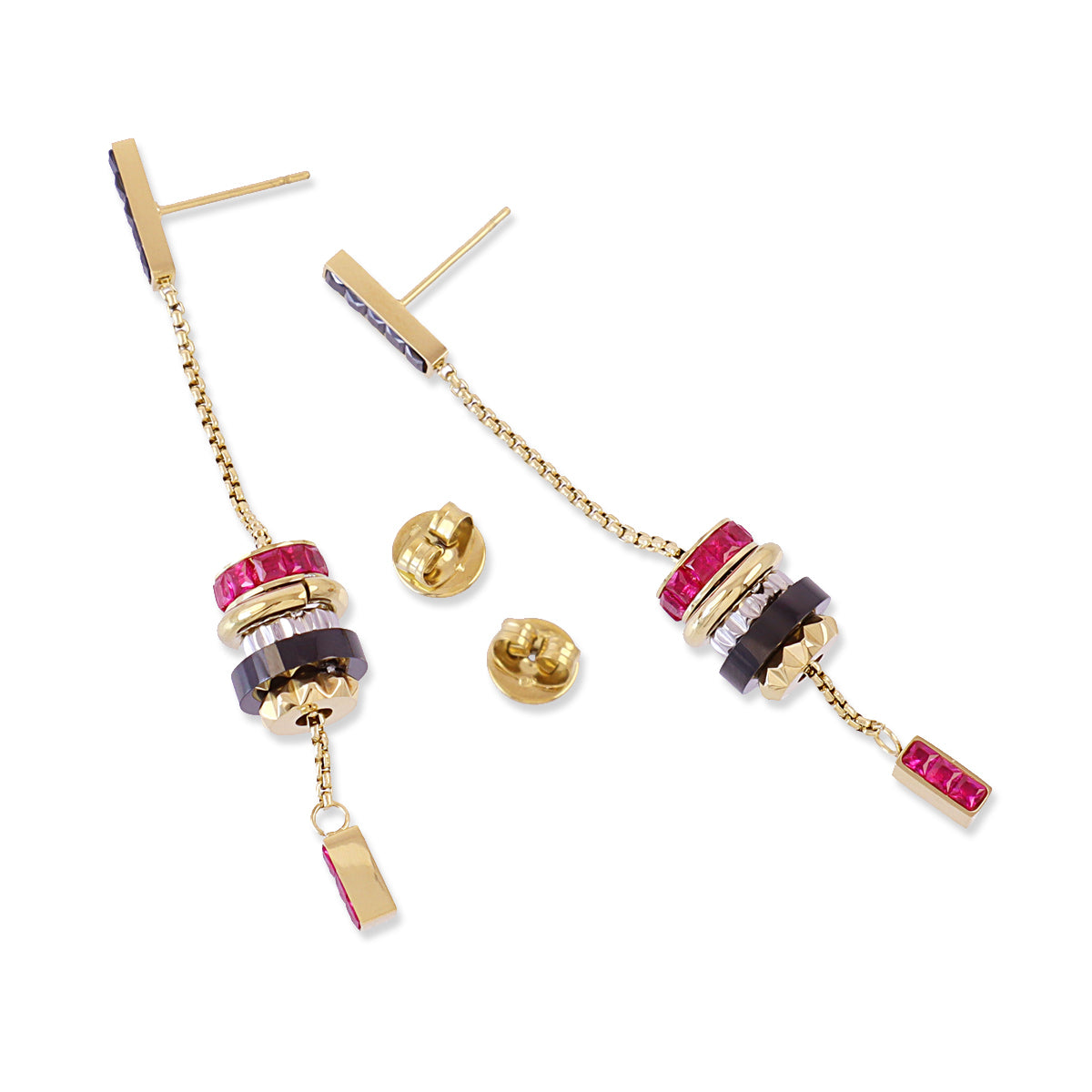 Pendientes largos Vandal cadena fina multicolor Combinado metalizado Anartxy