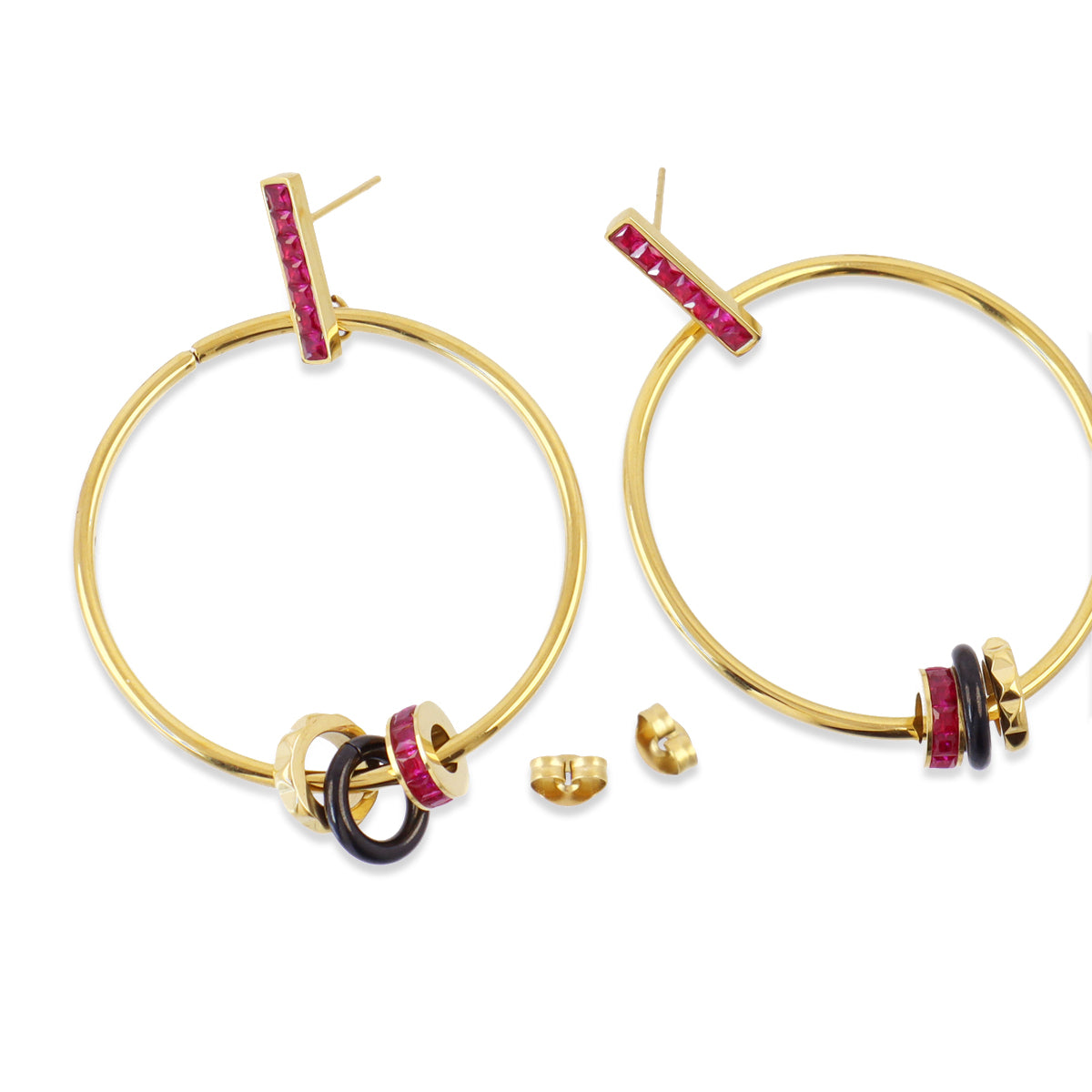 Pendientes largos Vandal colgantes multicolor Fucsia Anartxy