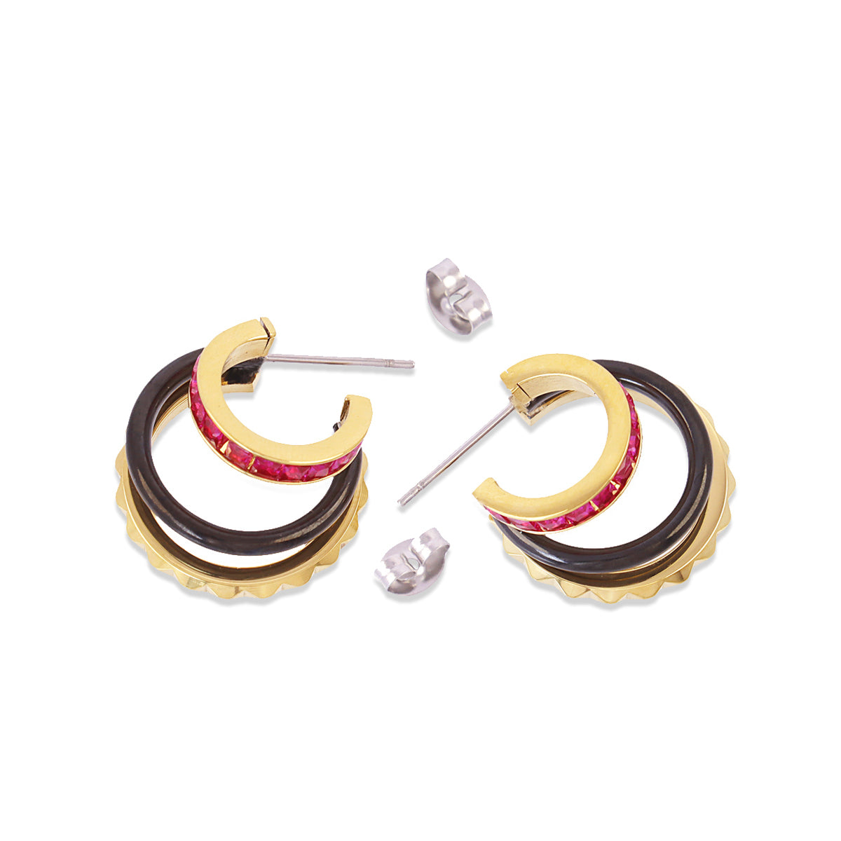 Pendientes Vandal multiaro fluido tricolor Fucsia Anartxy