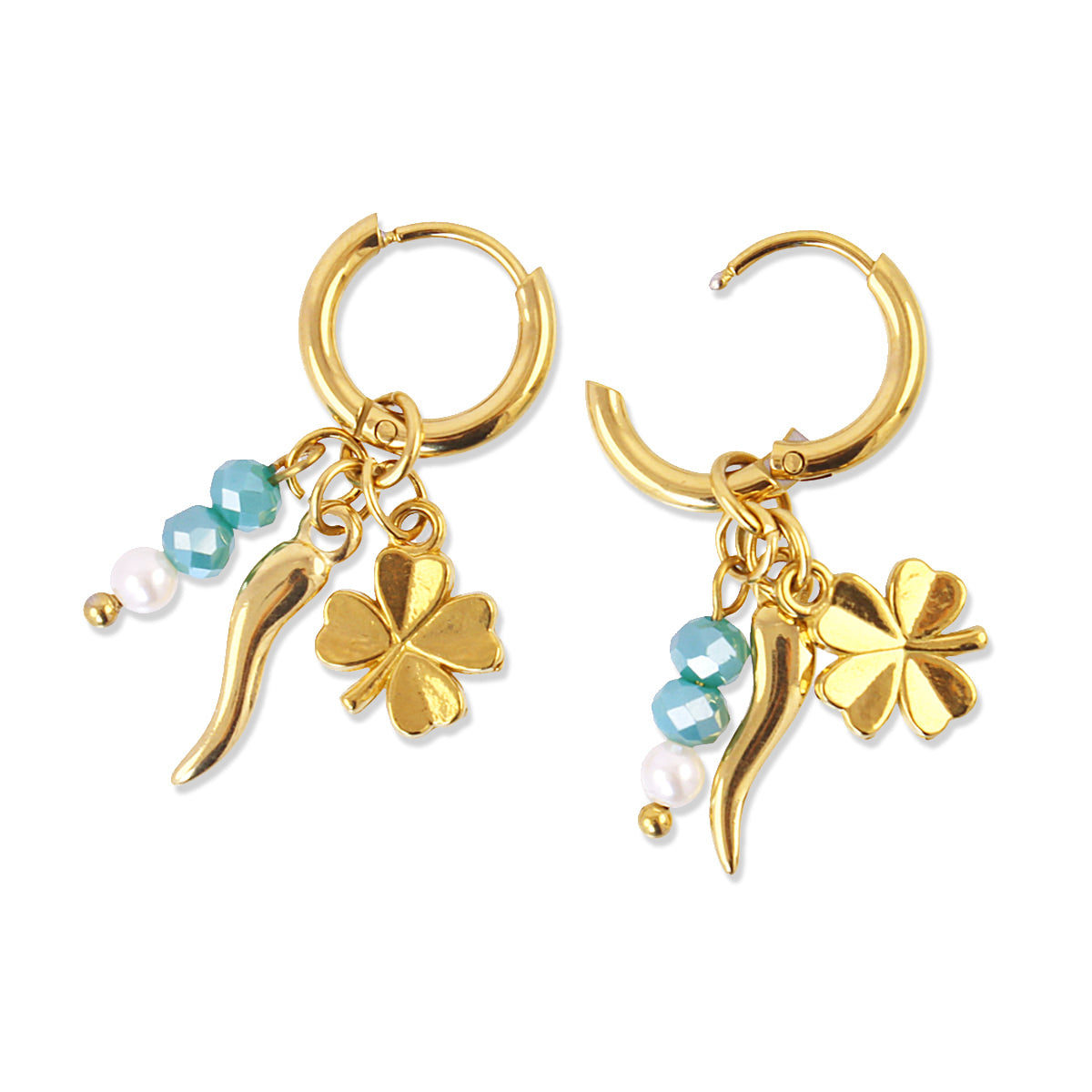 Pendientes Cornicello Clover Dorado Anartxy