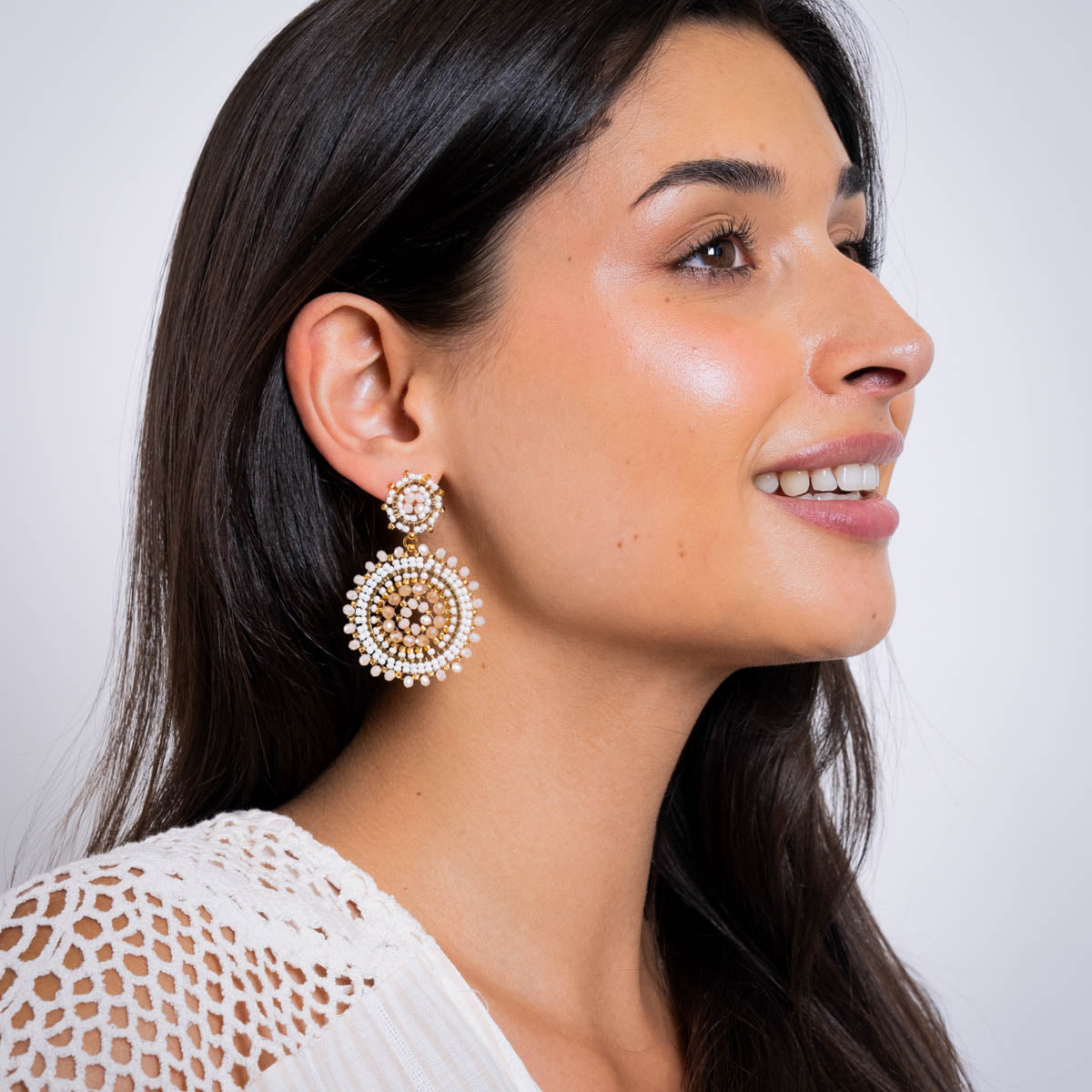 Pendientes largos Solea mandala Beige Anartxy