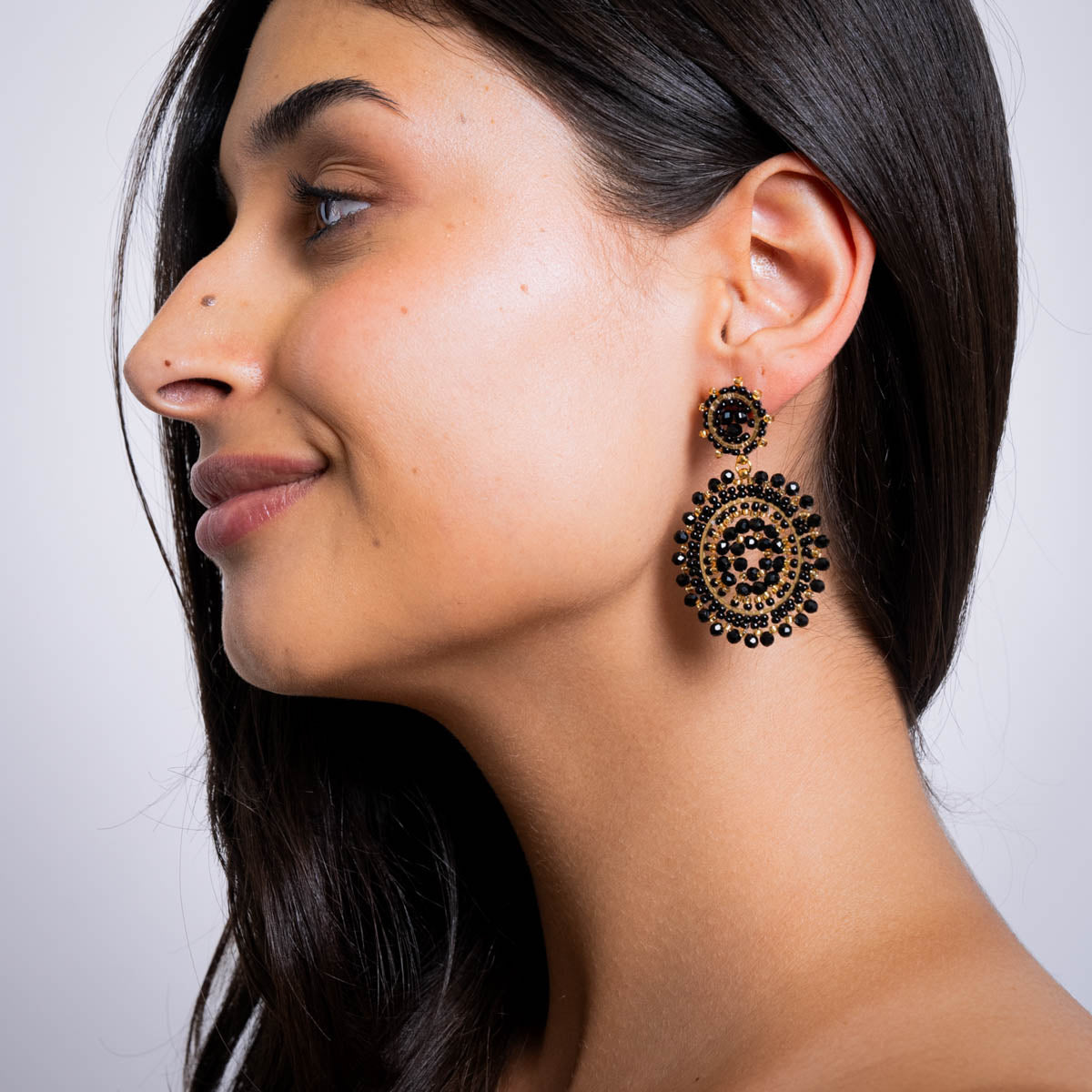 Pendientes largos Solea mandala Negro Anartxy